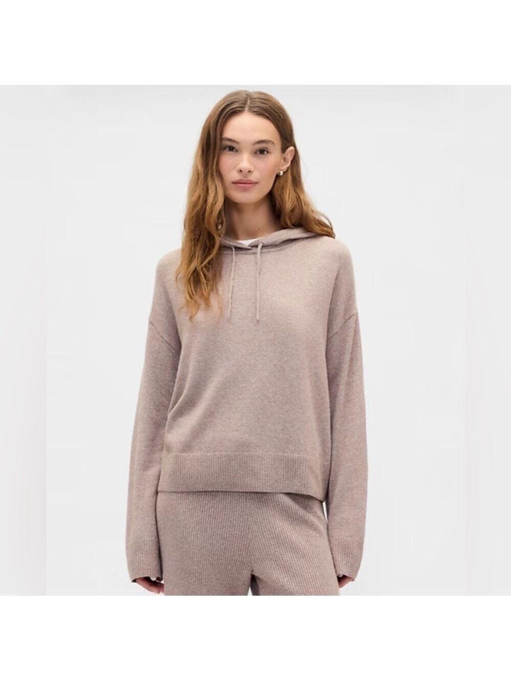 Gap Cashsoft Taupe Slouchy Oversized Hoodie Pullover Sweater NWOT M Cozy Soft